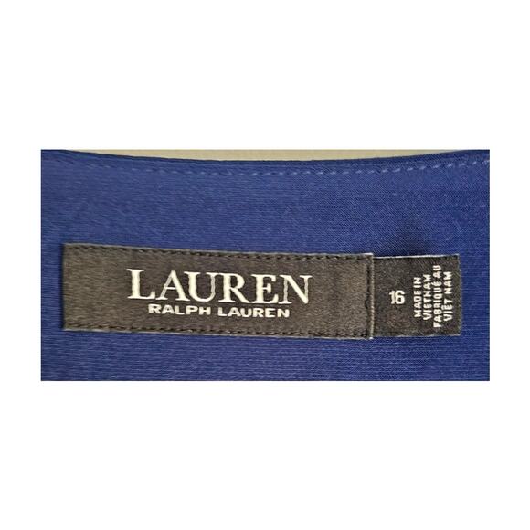Lauren Ralph Lauren Long Wrap Dress, Black Label,  Black/Blue, Sz 16, New - Picture 4 of 7